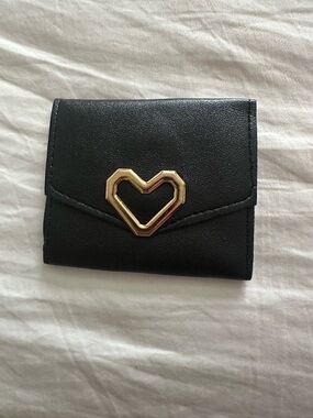 Black Women’s Wallet with Gold Heart Accent